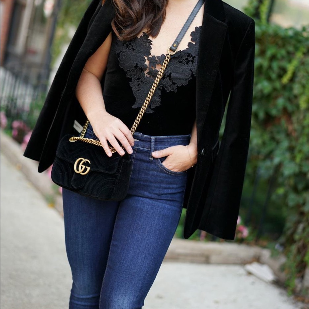 Express Black Velvet Bodysuit